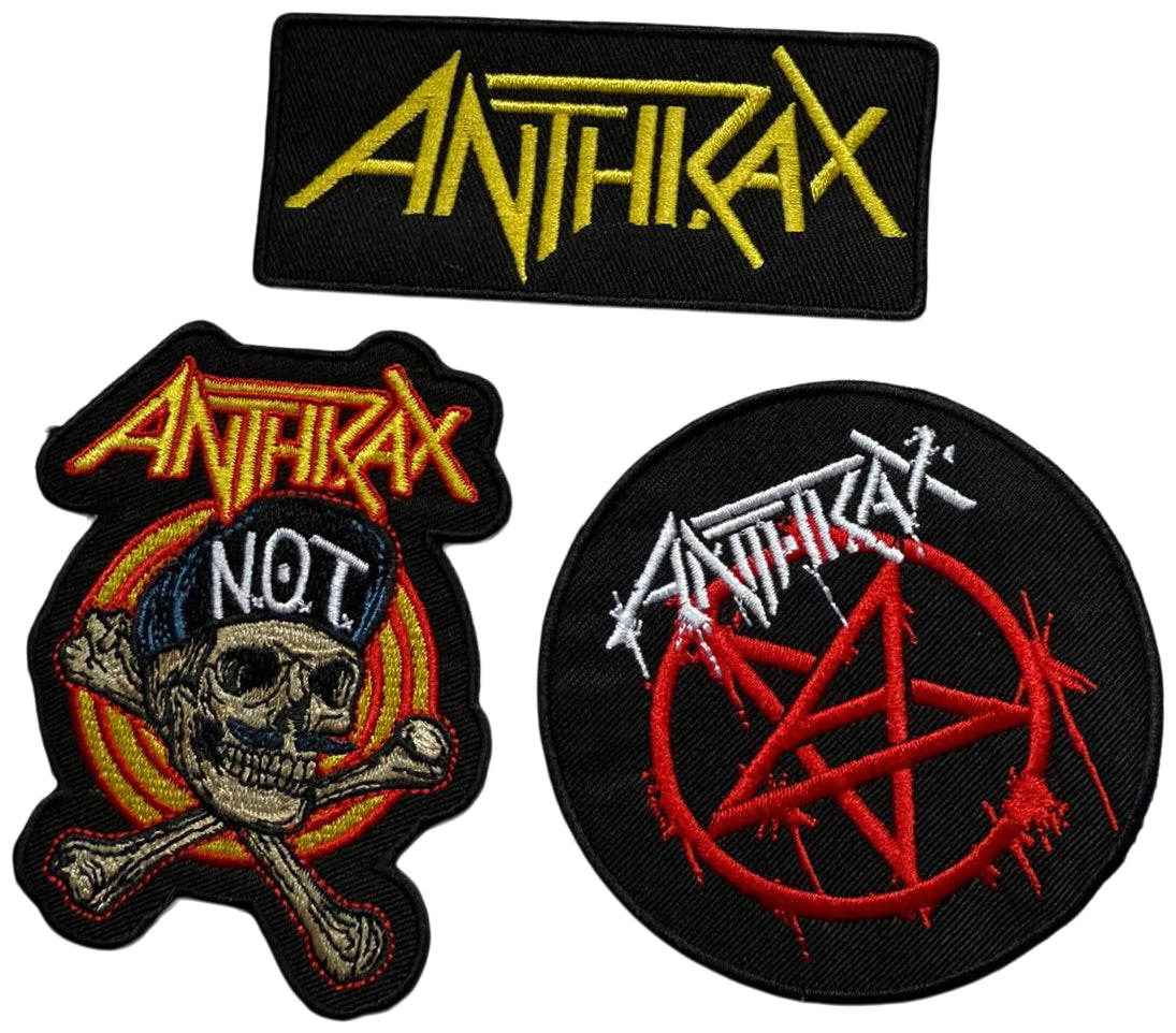 ANTHRAX - 3-Patches-Set : Not 8,8 x 6,3 cm + Logo 3,7 x 8,8 cm + Pentagram 7,8 cm - Patch