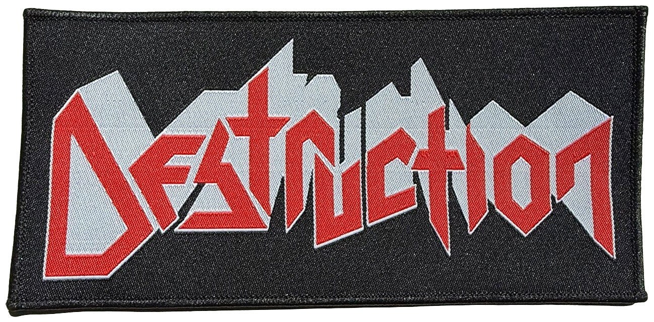 DESTRUCTION - Red-And-White-Logo on Black-Patch - 9 x 18,9 cm - Patch