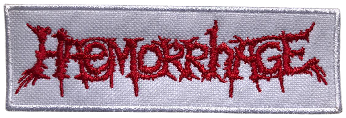 HAEMORRHAGE - Red-Logo on White-Patch - 4 x 12,5 cm - Patch