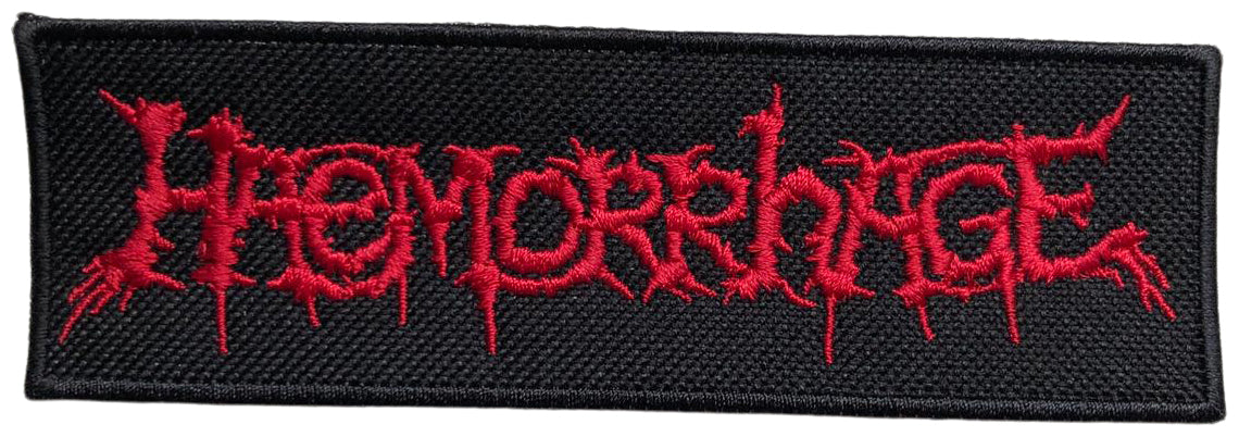 HAEMORRHAGE - Red-Logo on Black-Patch - 4 x 12,5 cm - Patch