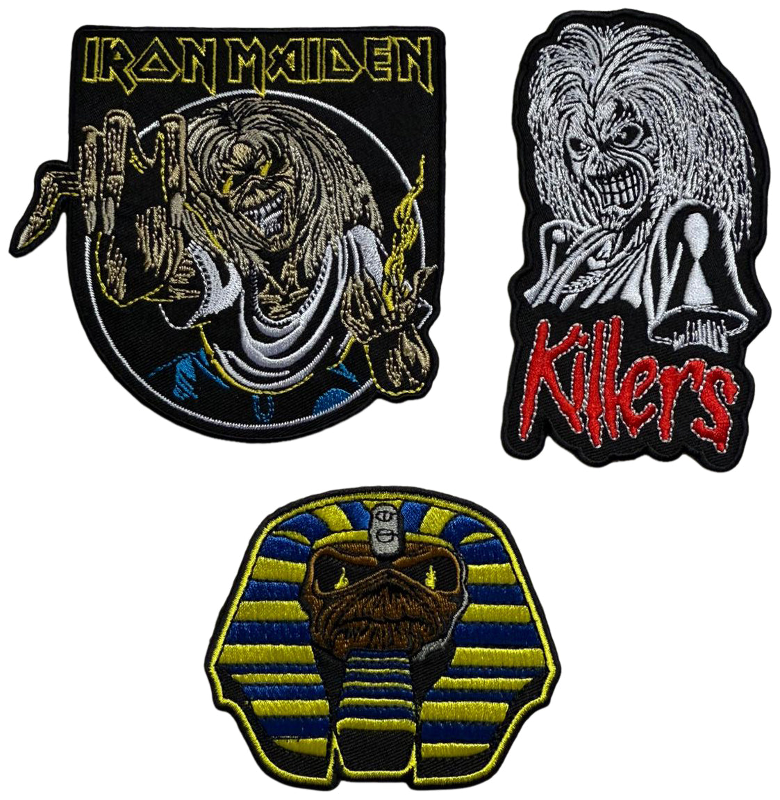 IRON MAIDEN - 3-Patches-Set : Killers 10,6 x 6,2 cm + Powerslave 6,9 x 8,3 cm + The Number Of The Beast 9,9 x 10,2 cm - Patch